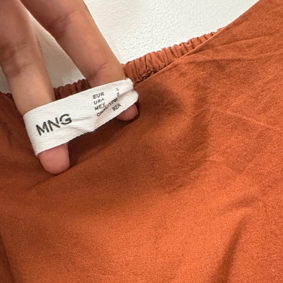 MNG Terracotta Puff Sleeve Dress - Picture 2 of 8